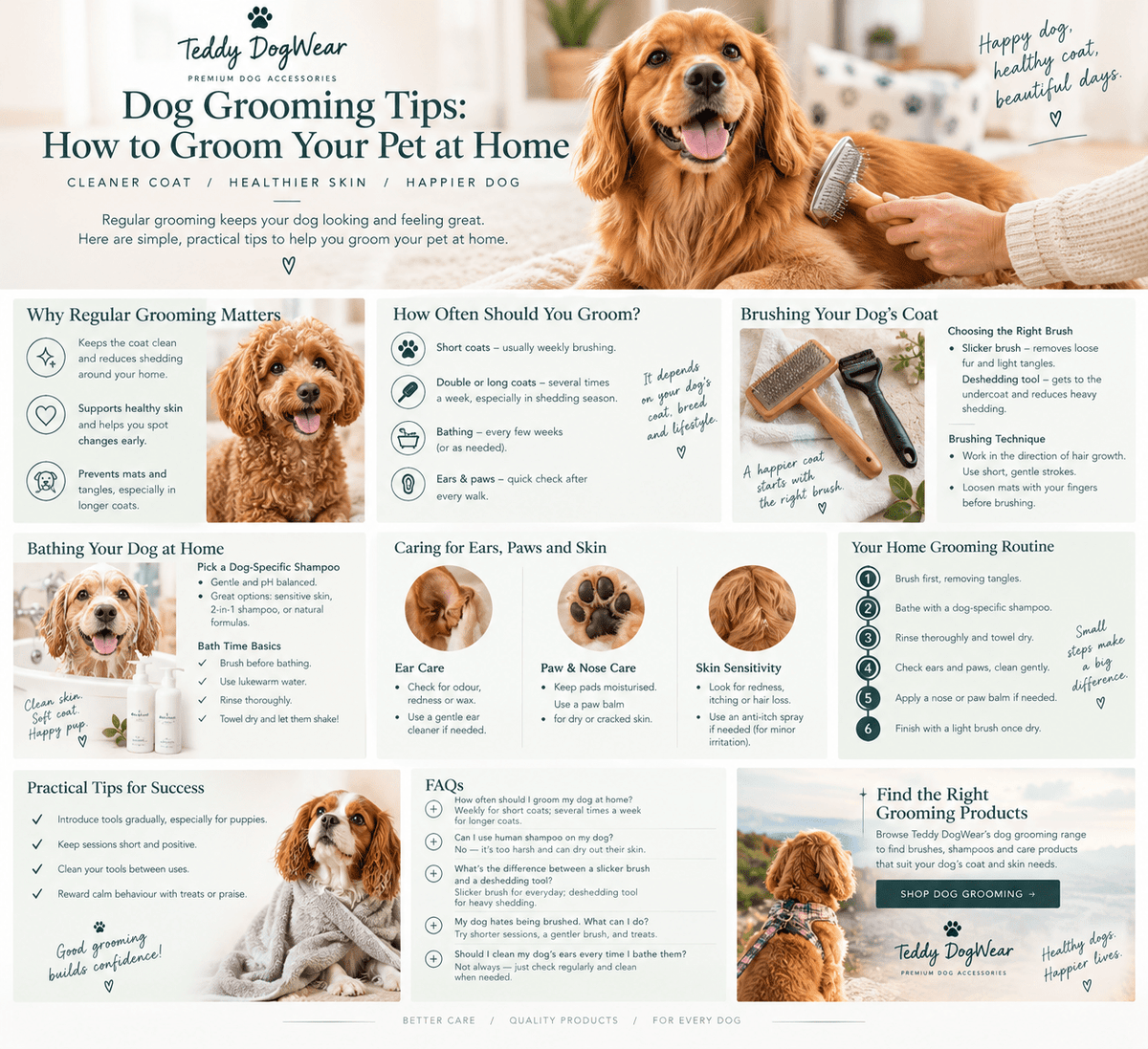 Dog Grooming Tips: How to Groom Your Pet at Home - Teddy DogWear