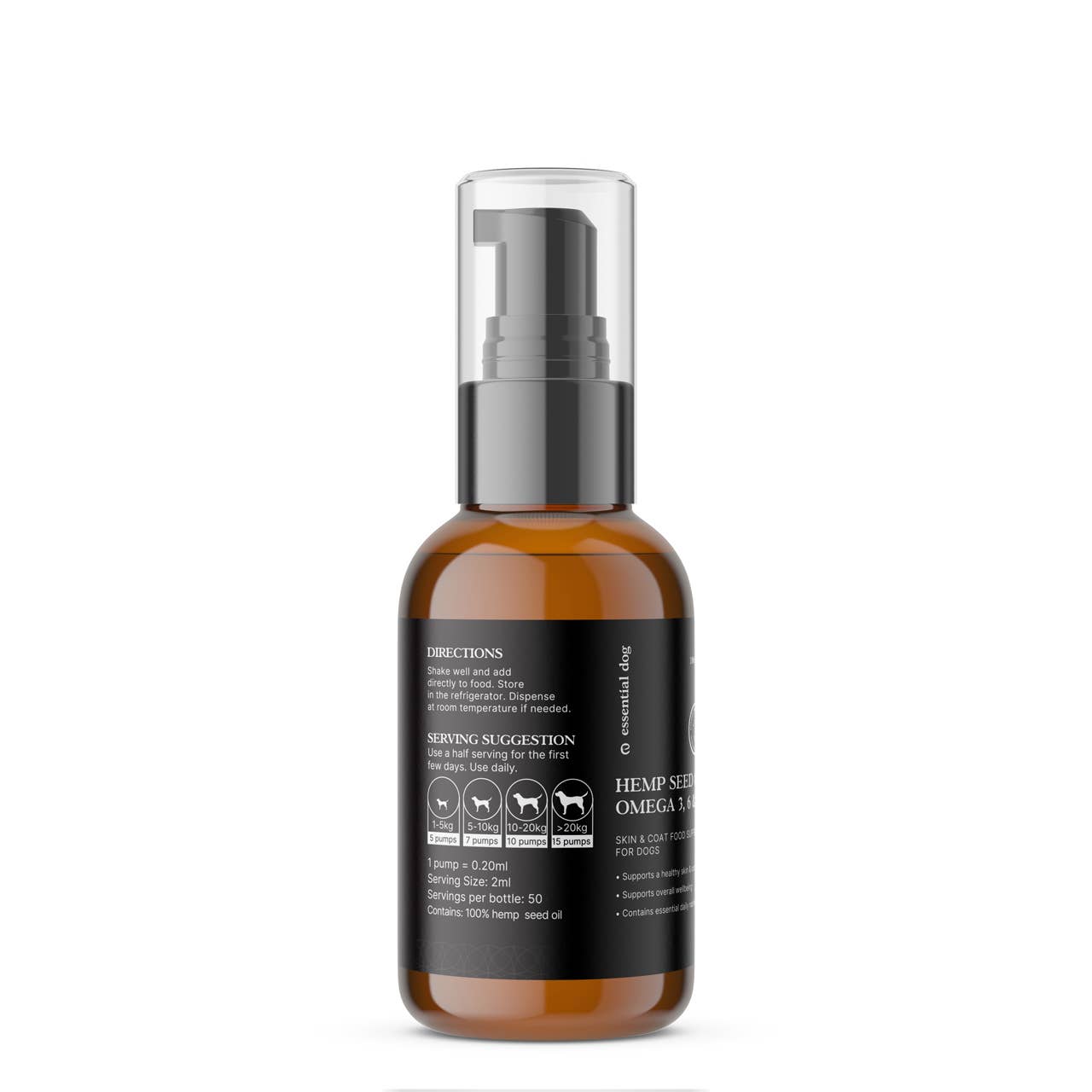 Essential Dog - 100ml Raw Hemp Seed Oil for Dogs Omega, 3, 6 and 9 - Teddy DogWear