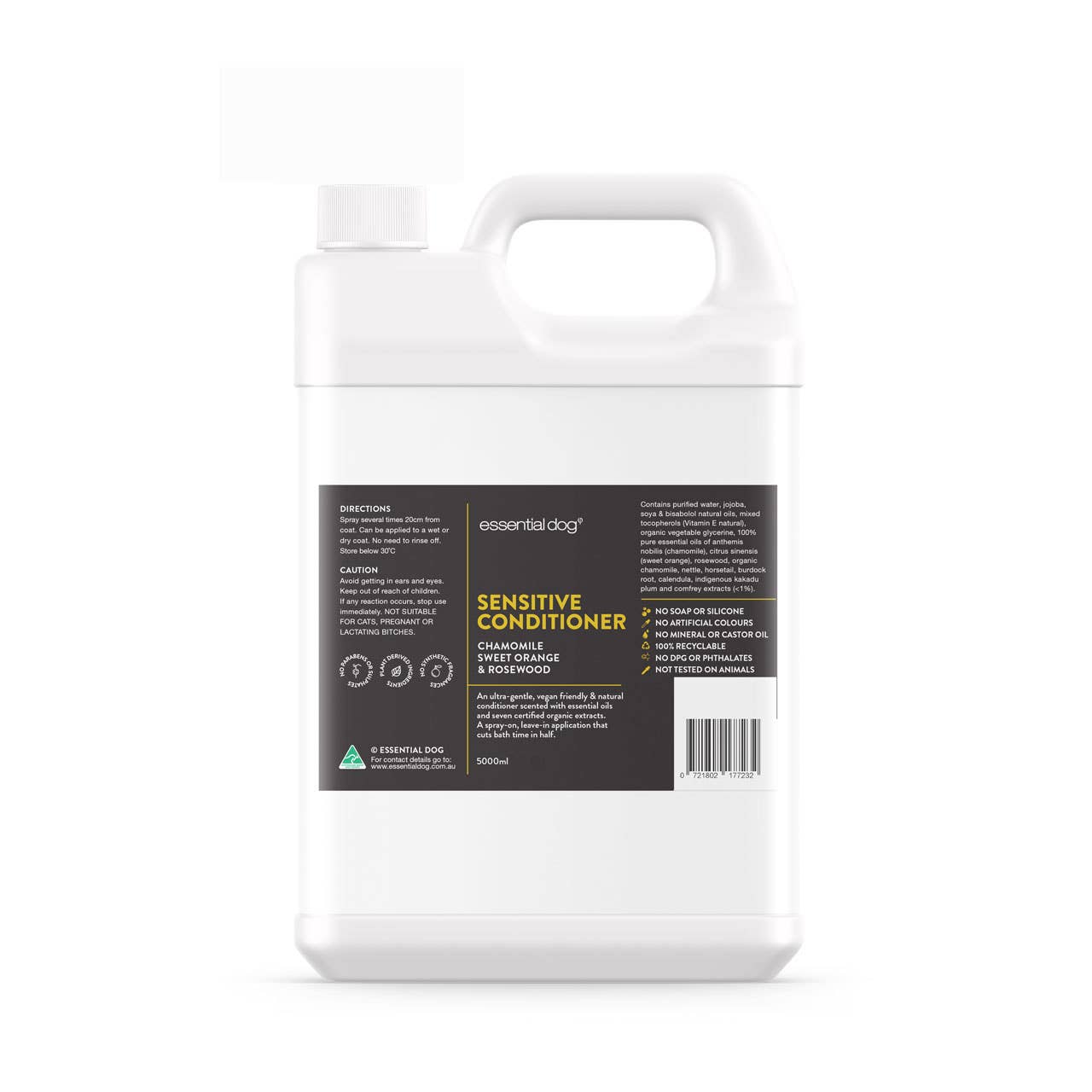 Essential Dog - Natural Sensitive Dog Conditioner (Chamomile & Rosewood) - Teddy DogWear