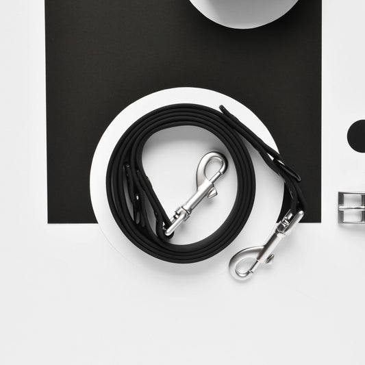 Cocopup London NAKD dog lead in liquorice black, premium leather dog leash"