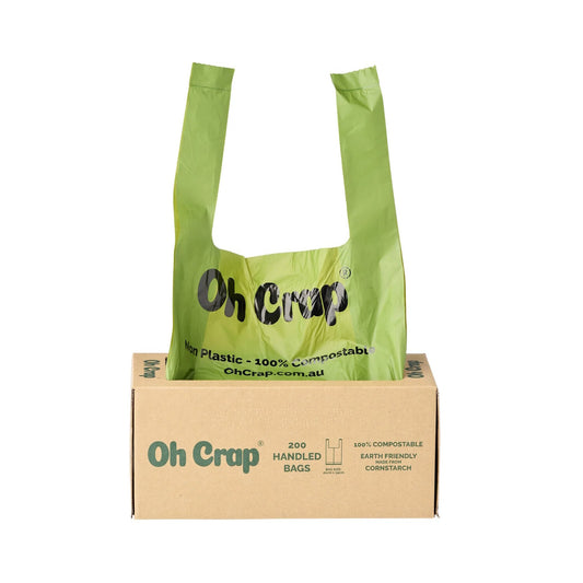 Oh Crap Compostable Dog Poop Bags with Handles - Roll of 200 Bags - Teddy DogWear
