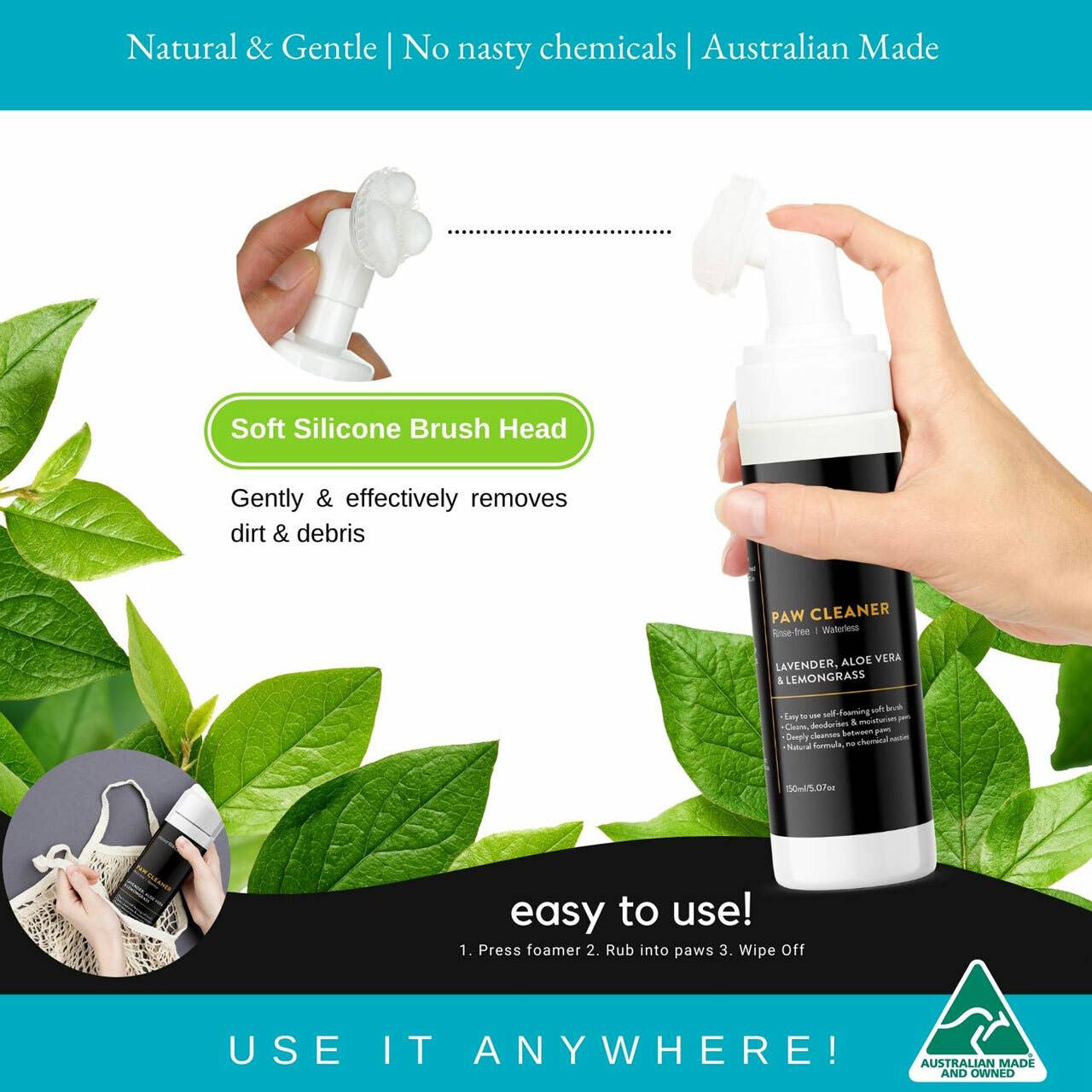 Essential Dog - Rinse Free Dog Paw & Body Cleaner (Lavender & Lemongrass) - Teddy DogWear