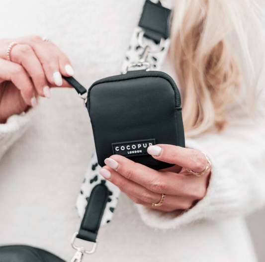 Cocopup London black dog treat pouch with belt clip for training, waterproof treat bag