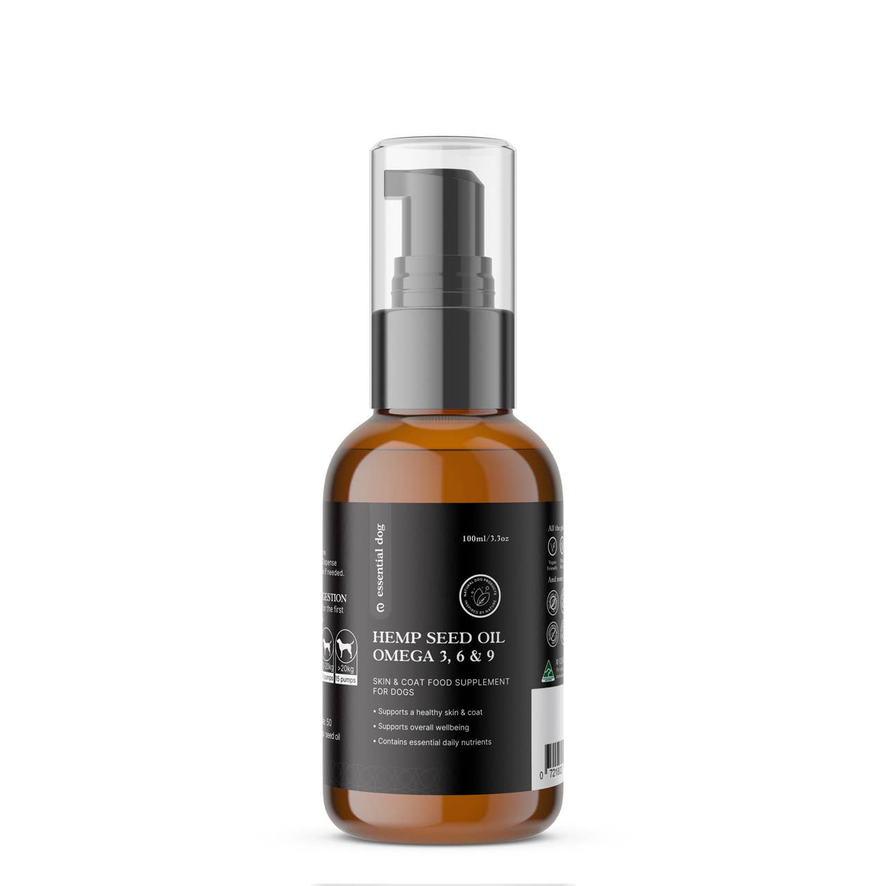 Essential Dog - 100ml Raw Hemp Seed Oil for Dogs Omega, 3, 6 and 9 - Teddy DogWear