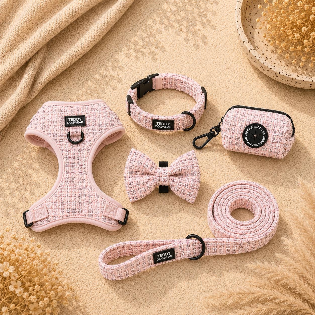 Premium Dog Harness Collar Lead Bow Tie