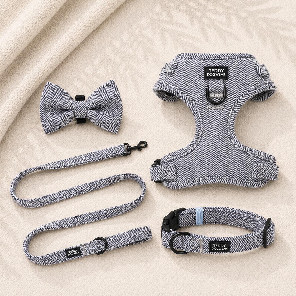 Premium Dog Harness Collar Lead Bow Tie
