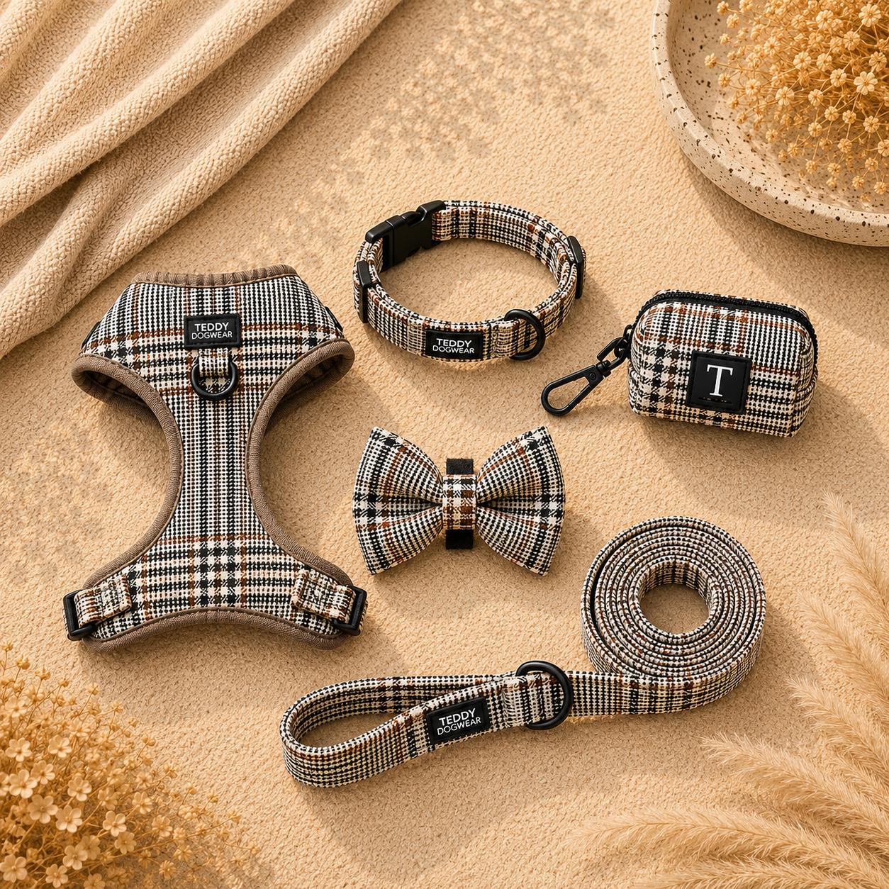 Premium Dog Harness Collar Lead Bow Tie